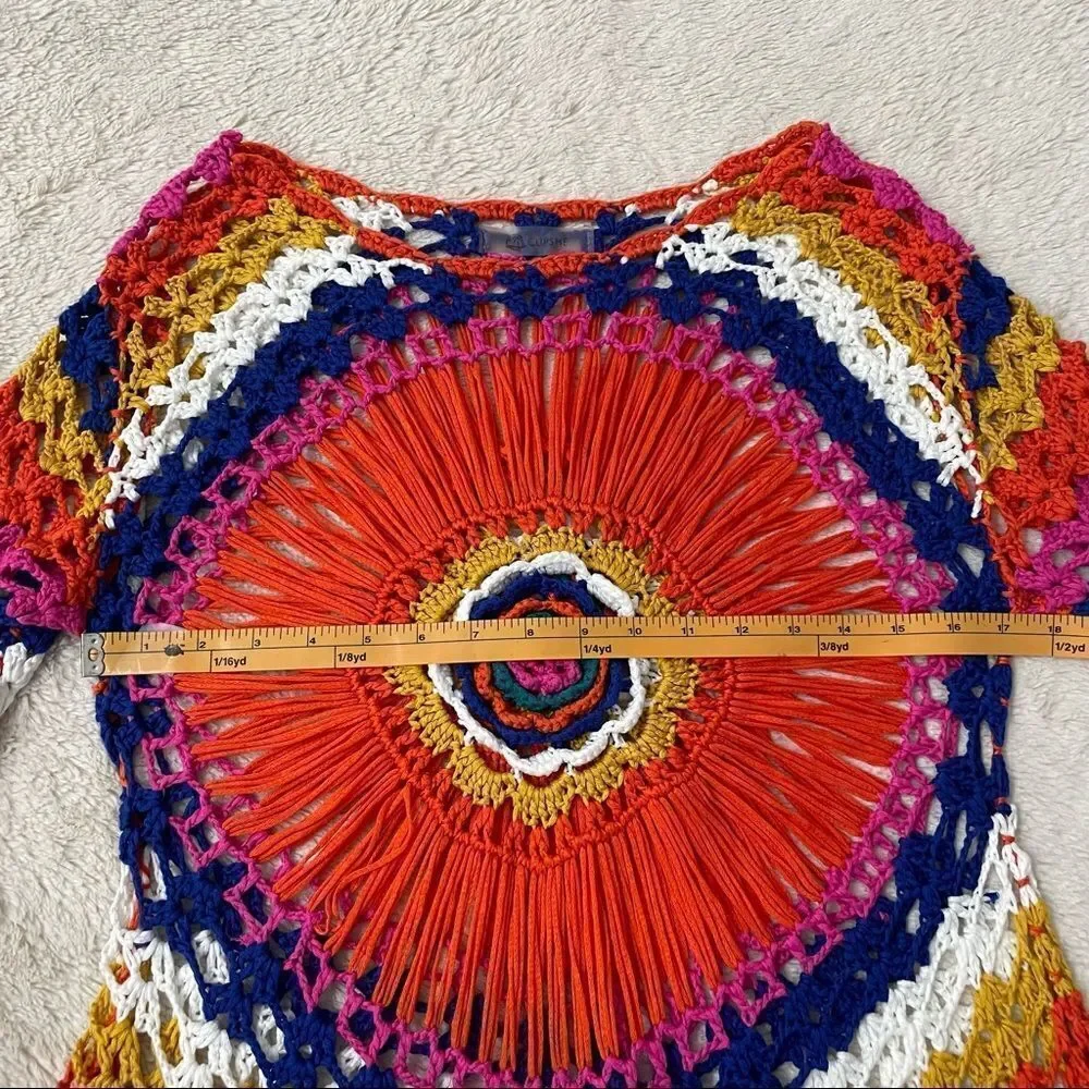 𝅺cupshe Crochet Multicolor Rainbow Top